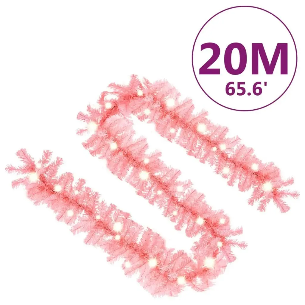 Christmas Garland with LED Lights 20 m Pink 329200