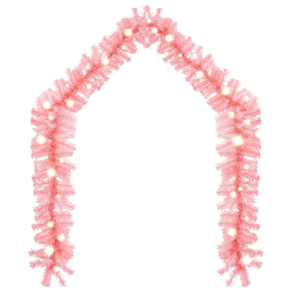 Christmas Garland with LED Lights 20 m Pink 329200