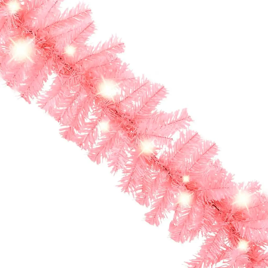 Christmas Garland with LED Lights 20 m Pink 329200