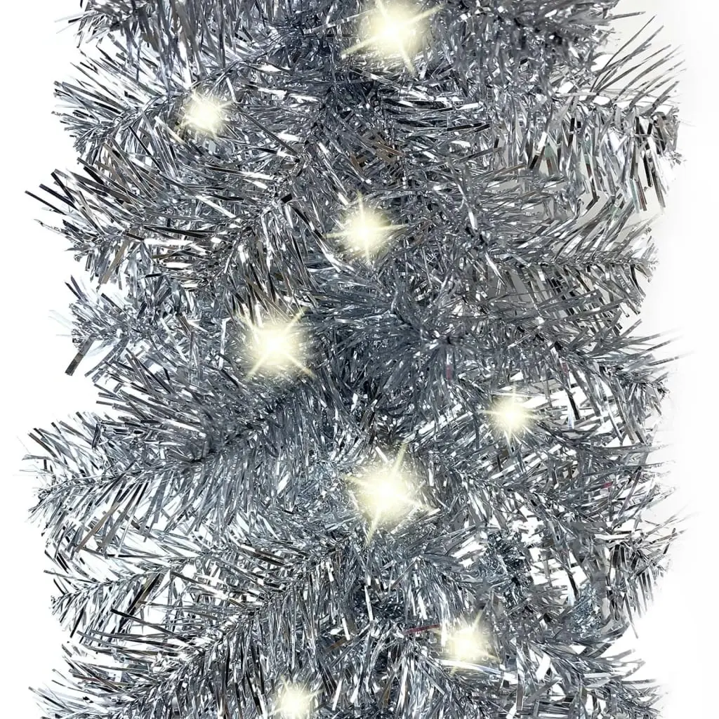 Christmas Garland with LED Lights 20 m Silver 329206