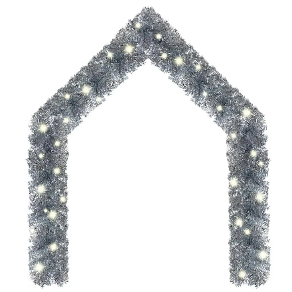 Christmas Garland with LED Lights 20 m Silver 329206