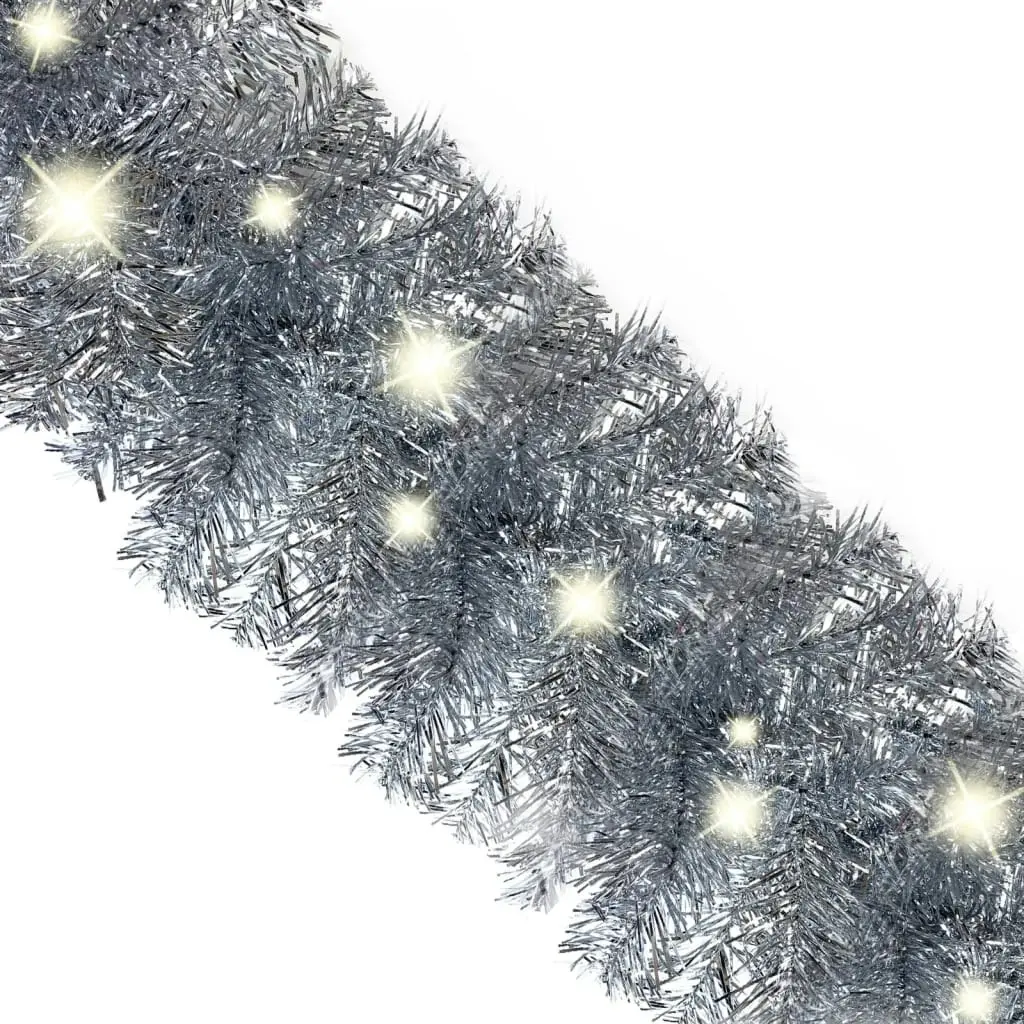 Christmas Garland with LED Lights 20 m Silver 329206