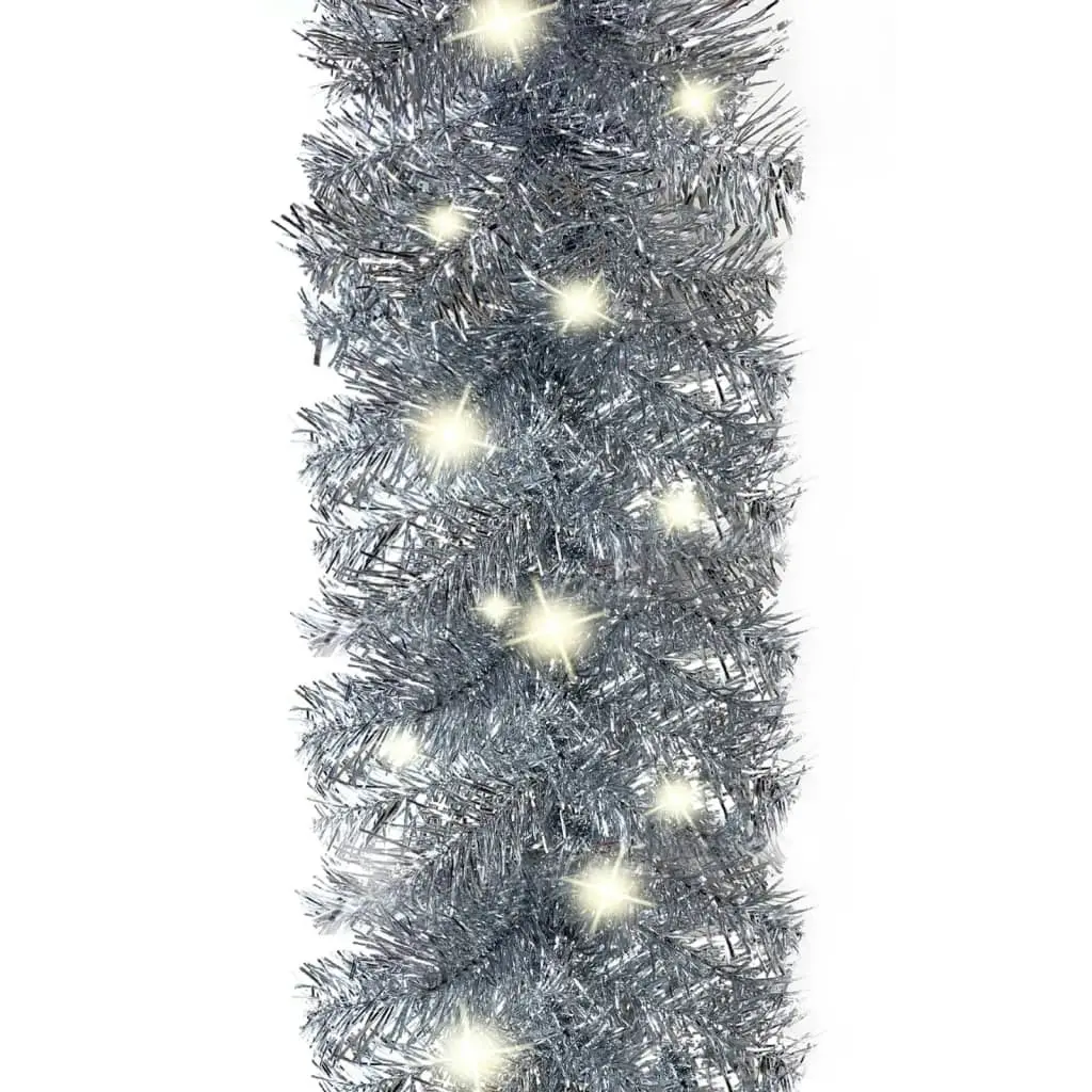 Christmas Garland with LED Lights 5 m Silver 329204