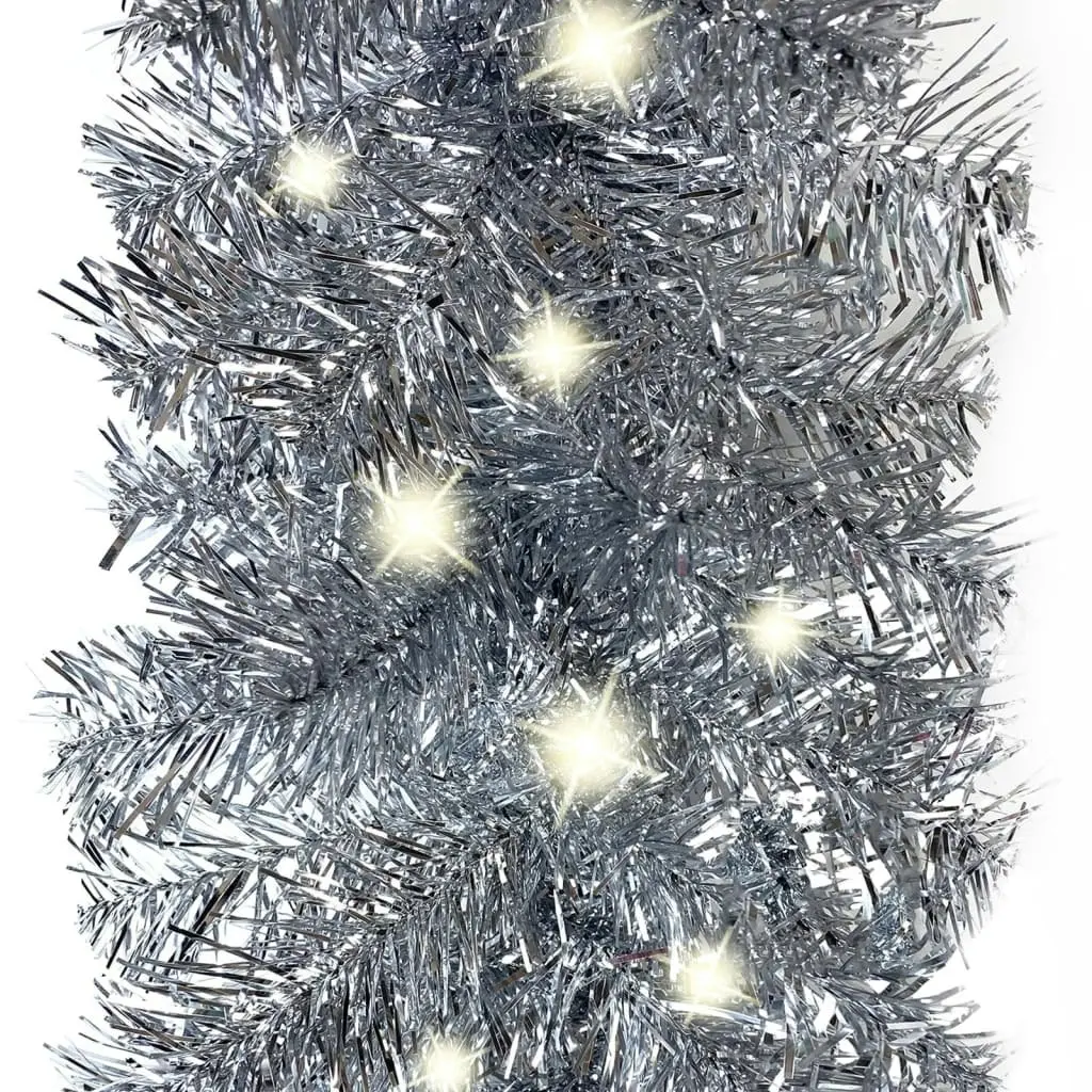 Christmas Garland with LED Lights 5 m Silver 329204