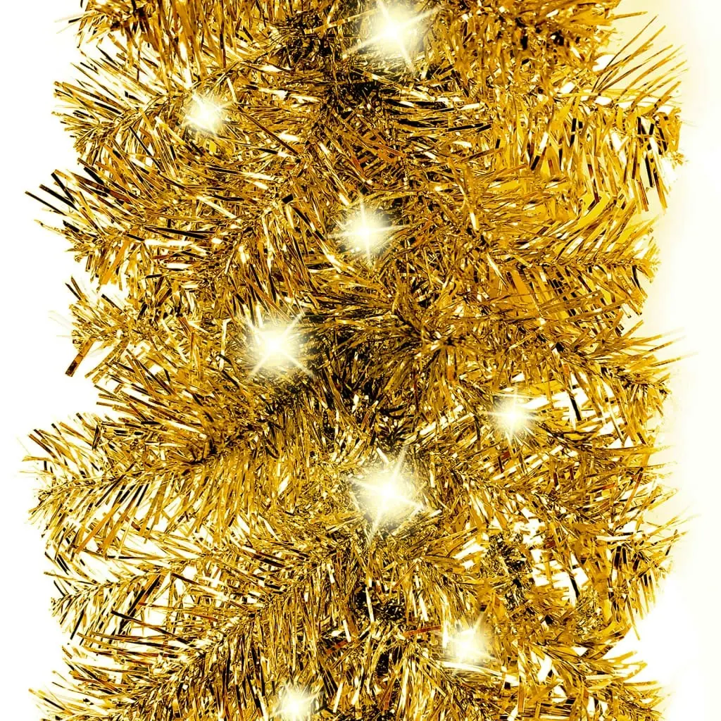 Christmas Garland with LED Lights 5 m Gold 329201