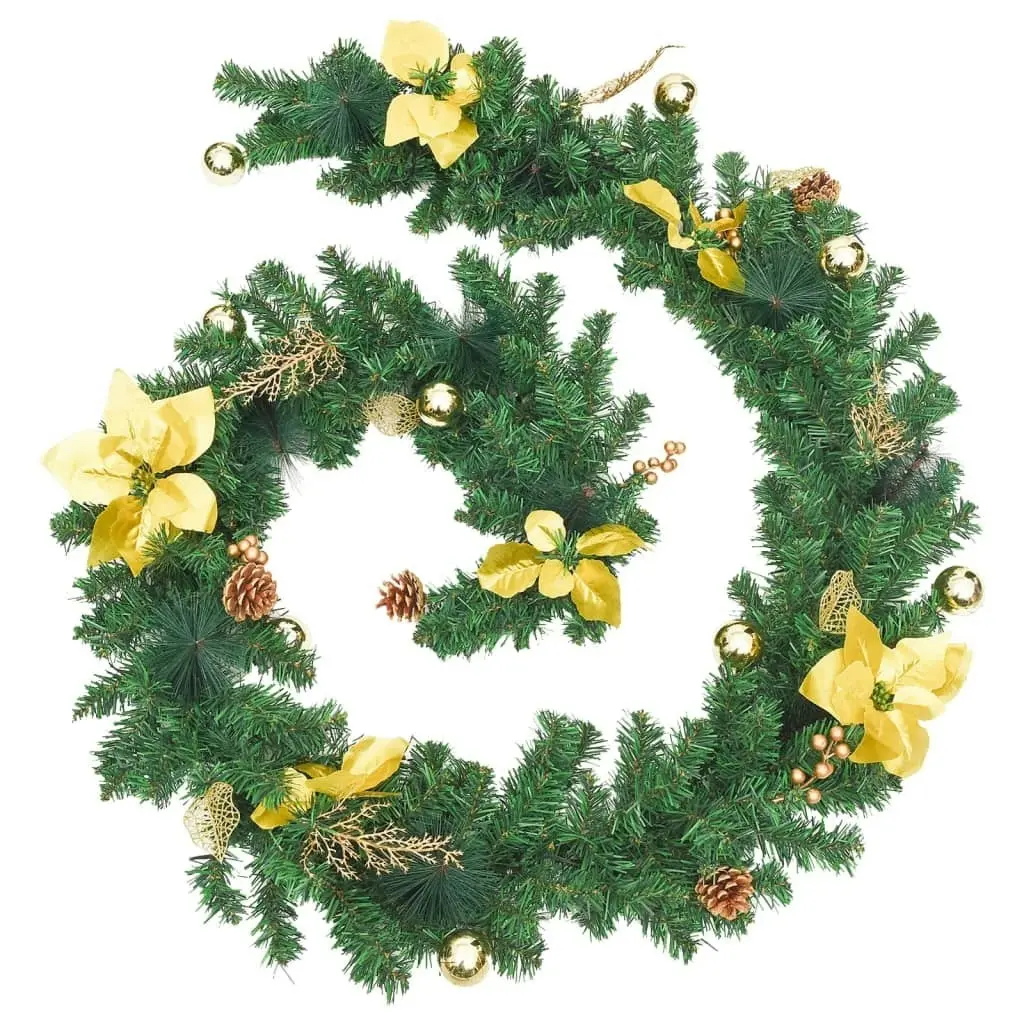 Christmas Garland with LED Lights Green 2.7 m PVC 328466