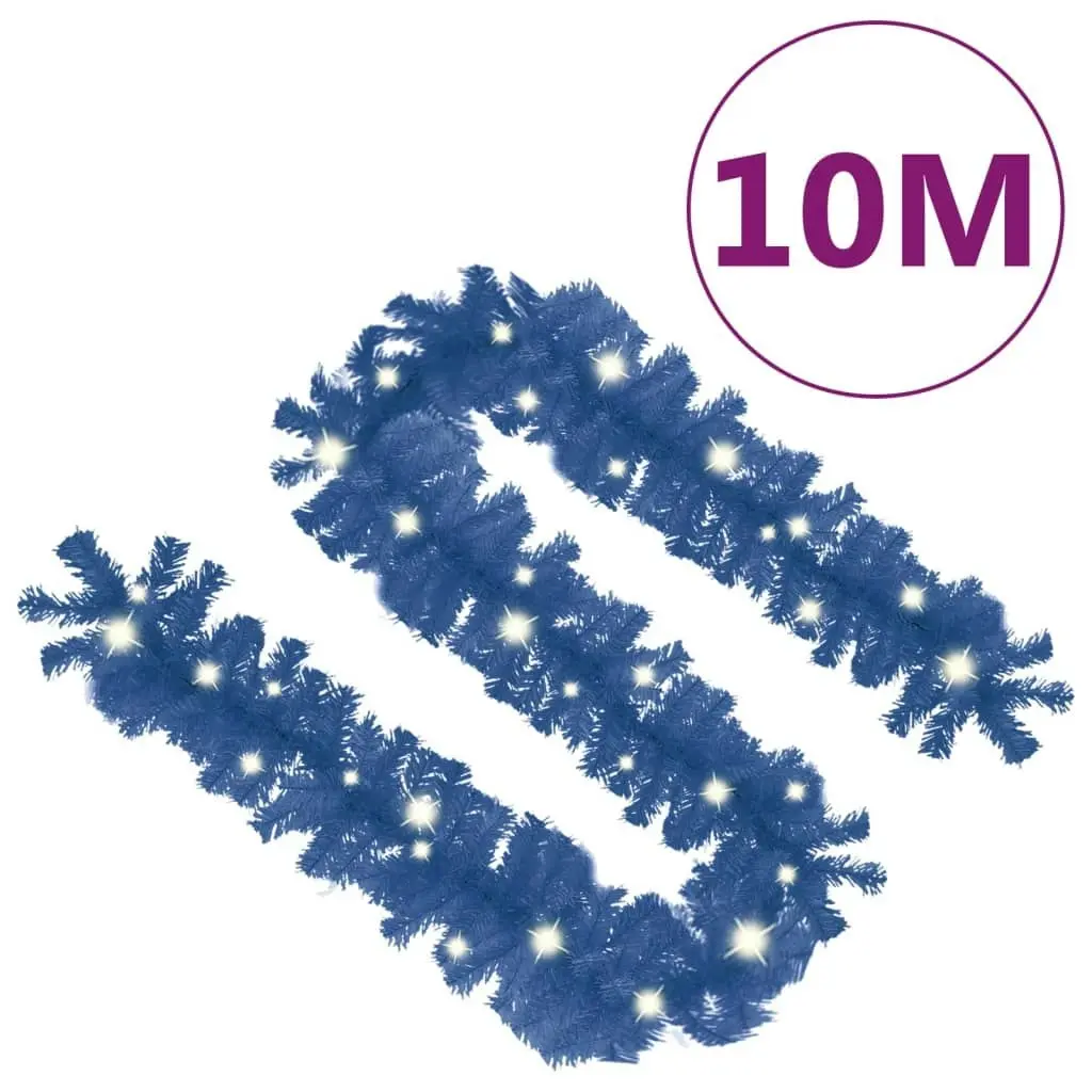 Christmas Garland with LED Lights 10 m Blue 329193