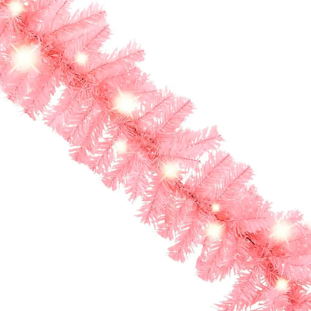 Christmas Garland with LED Lights 5 m Pink 329198