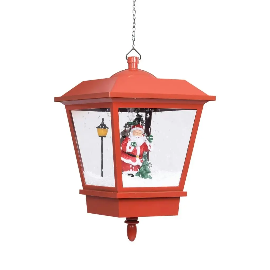 Christmas Hanging Lamp with LED Light and Santa Red 27x27x45 cm 289928