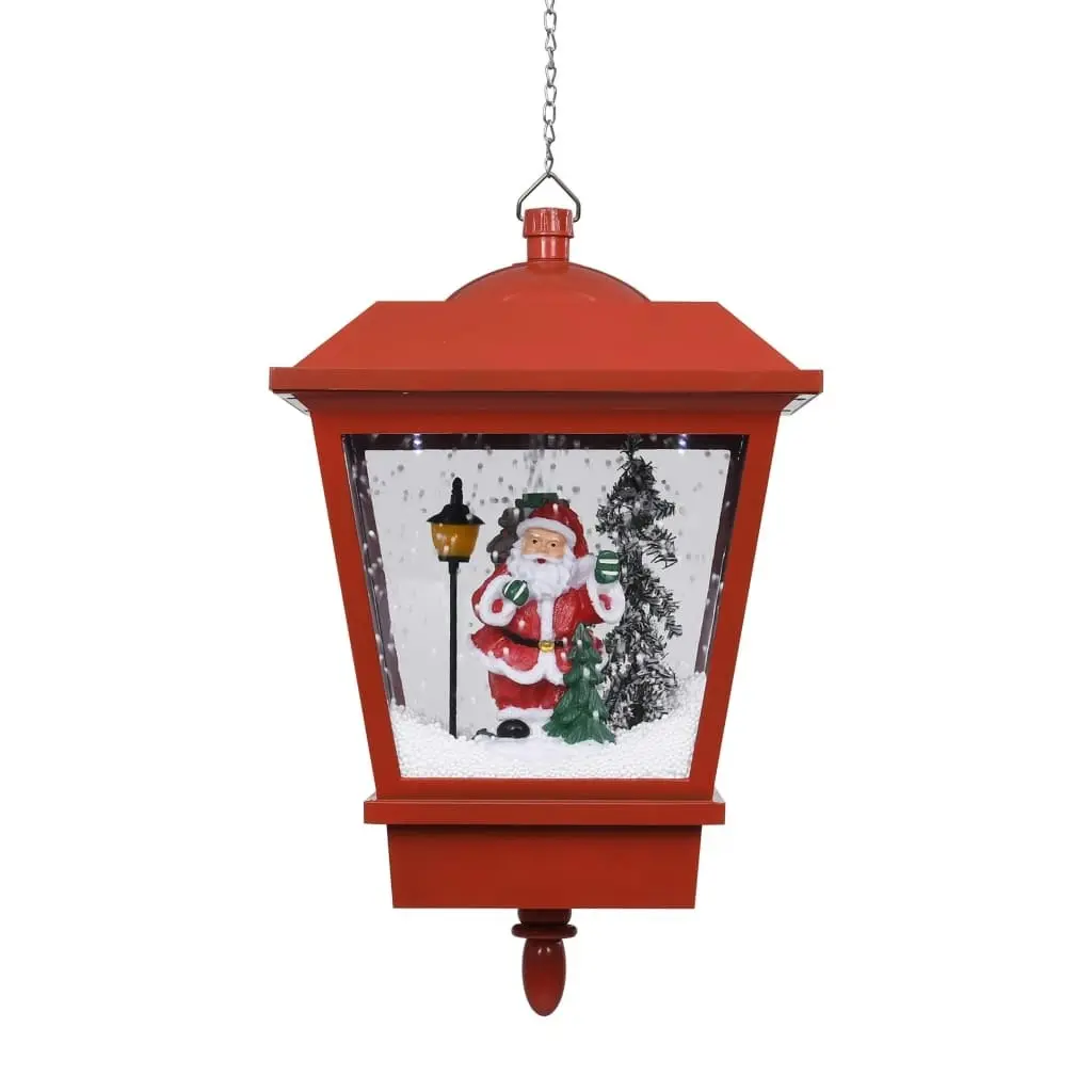 Christmas Hanging Lamp with LED Light and Santa Red 27x27x45 cm 289928