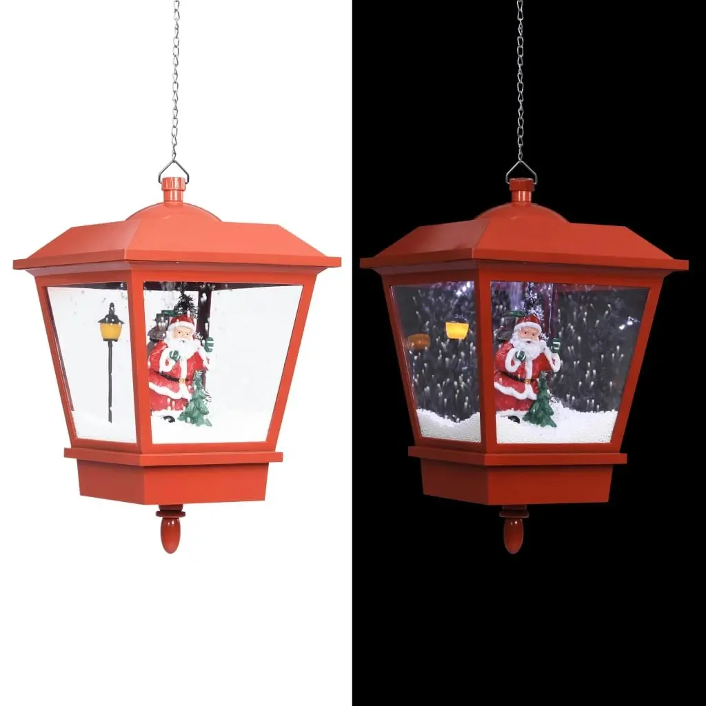 Christmas Hanging Lamp with LED Light and Santa Red 27x27x45 cm 289928