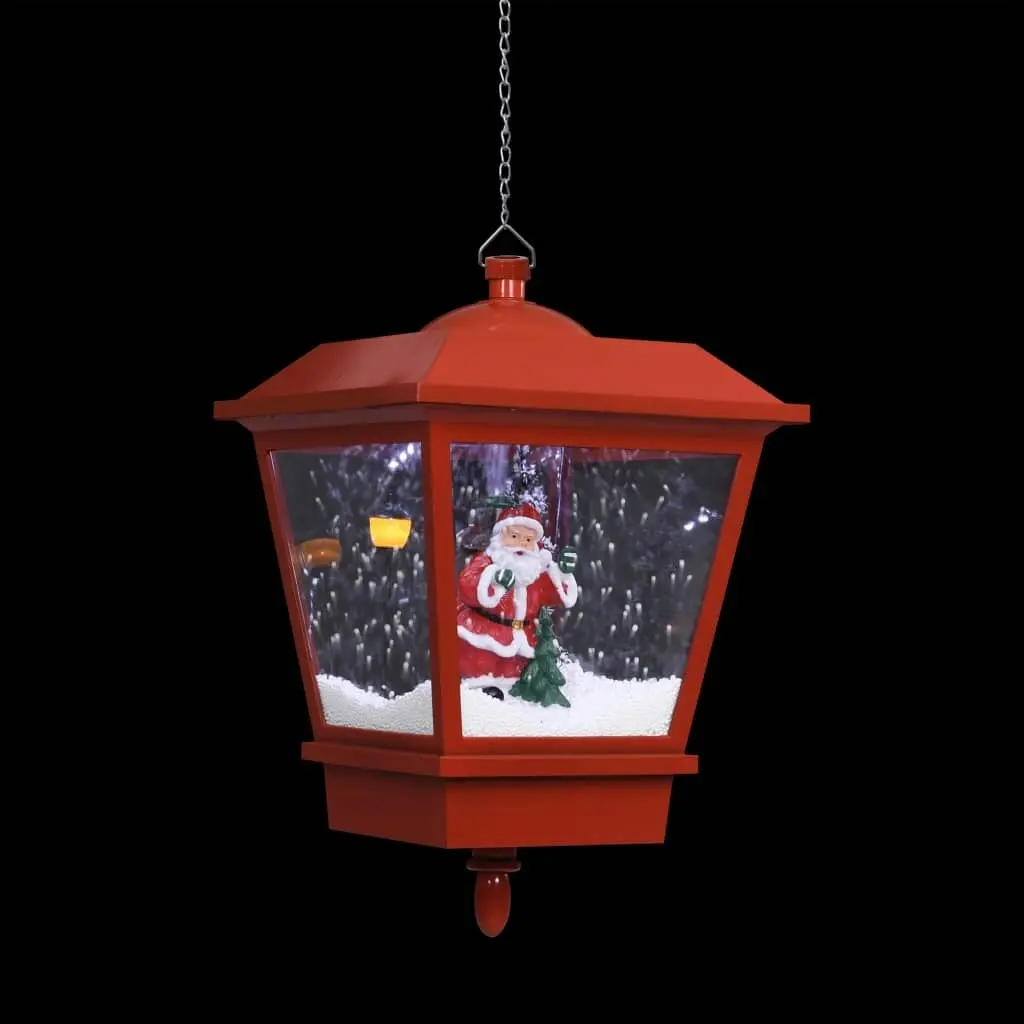 Christmas Hanging Lamp with LED Light and Santa Red 27x27x45 cm 289928