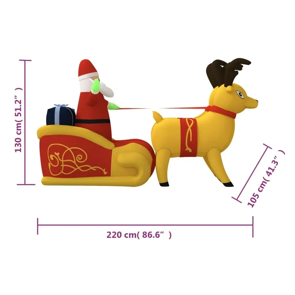 Christmas Inflatable Santa and Reindeer Decoration LED 130 cm 345332