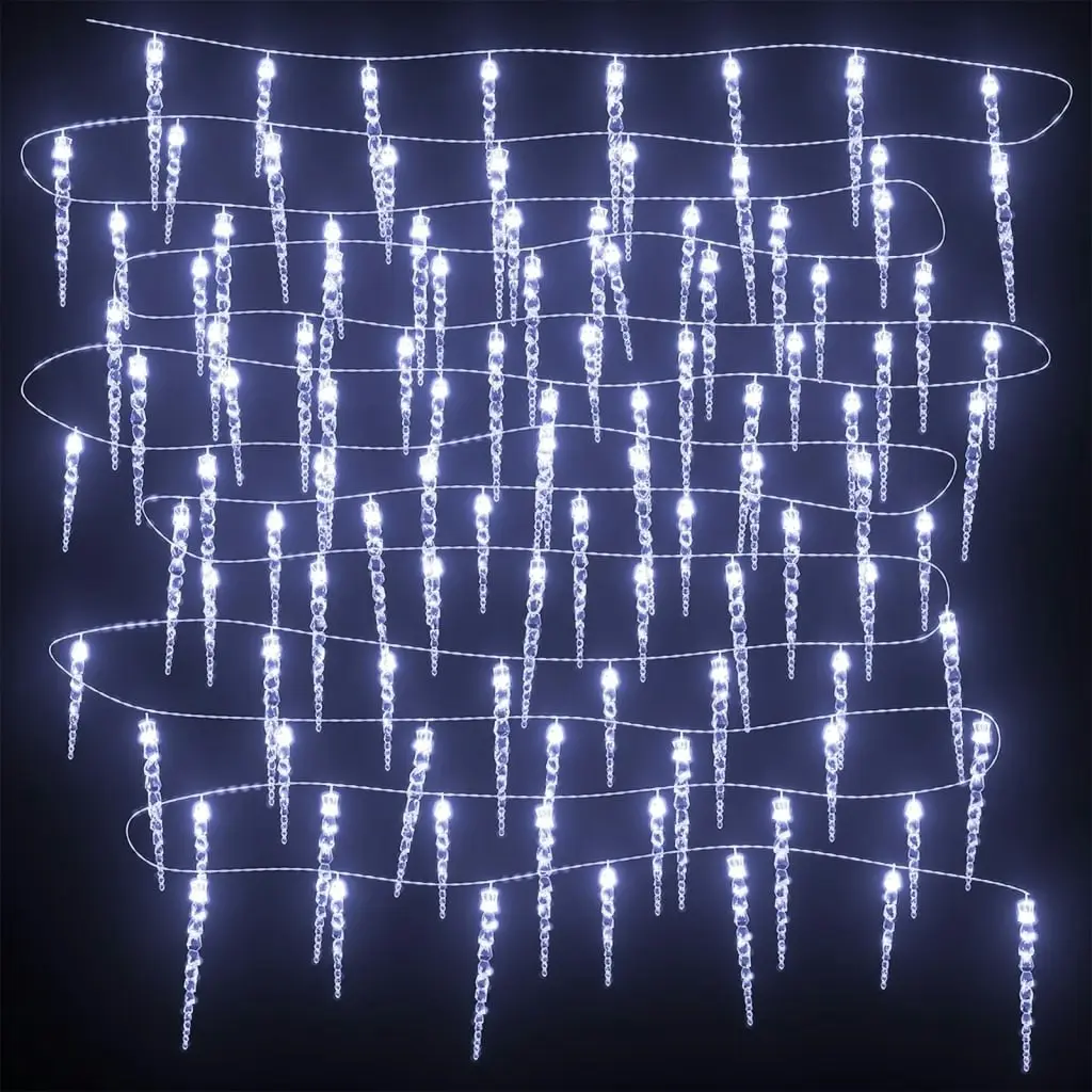 Christmas Icicle Lights 40pcs Cold White Acrylic Remote Control 328613