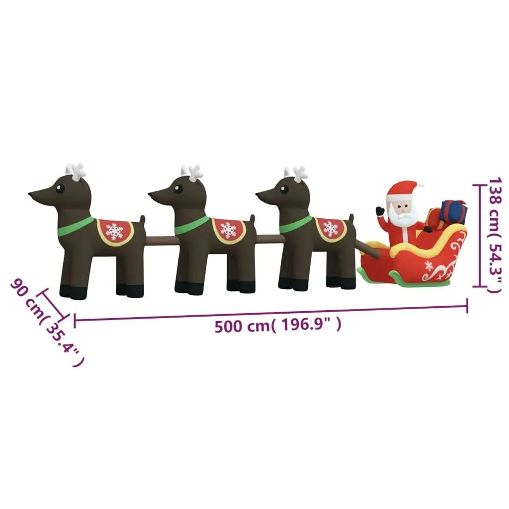 Christmas Inflatable Santa and Reindeer Decoration LED 138 cm 345299