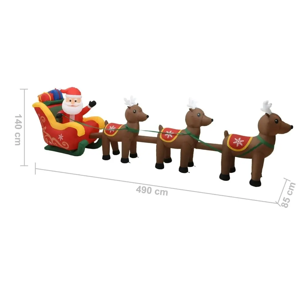 Christmas Inflatable Santa and Reindeer Decoration LED 490 cm 288849