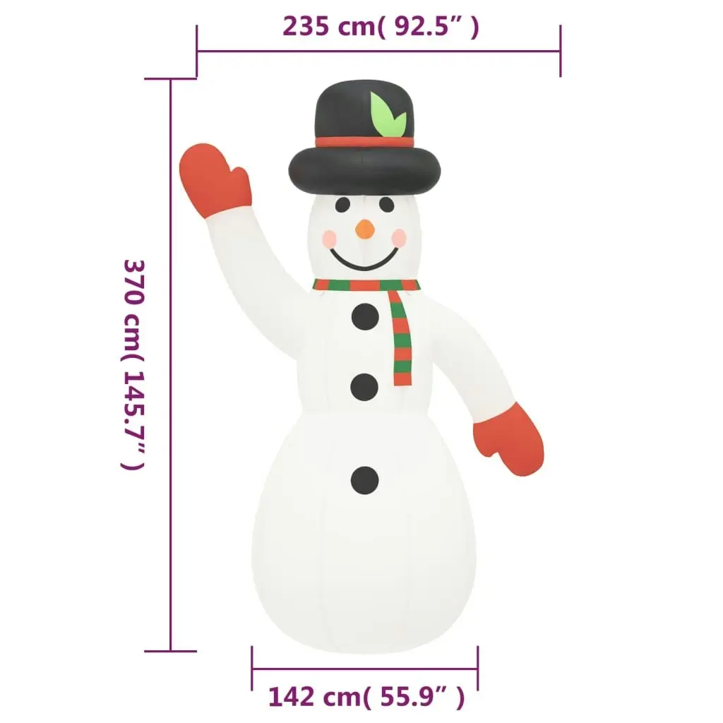 Christmas Inflatable Snowman with LEDs 370 cm 345278