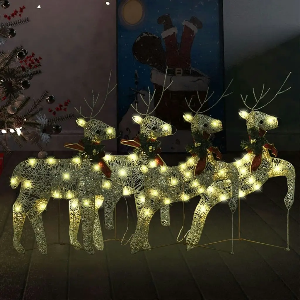 Christmas Reindeers 4 pcs Gold 80 LEDs 3154264