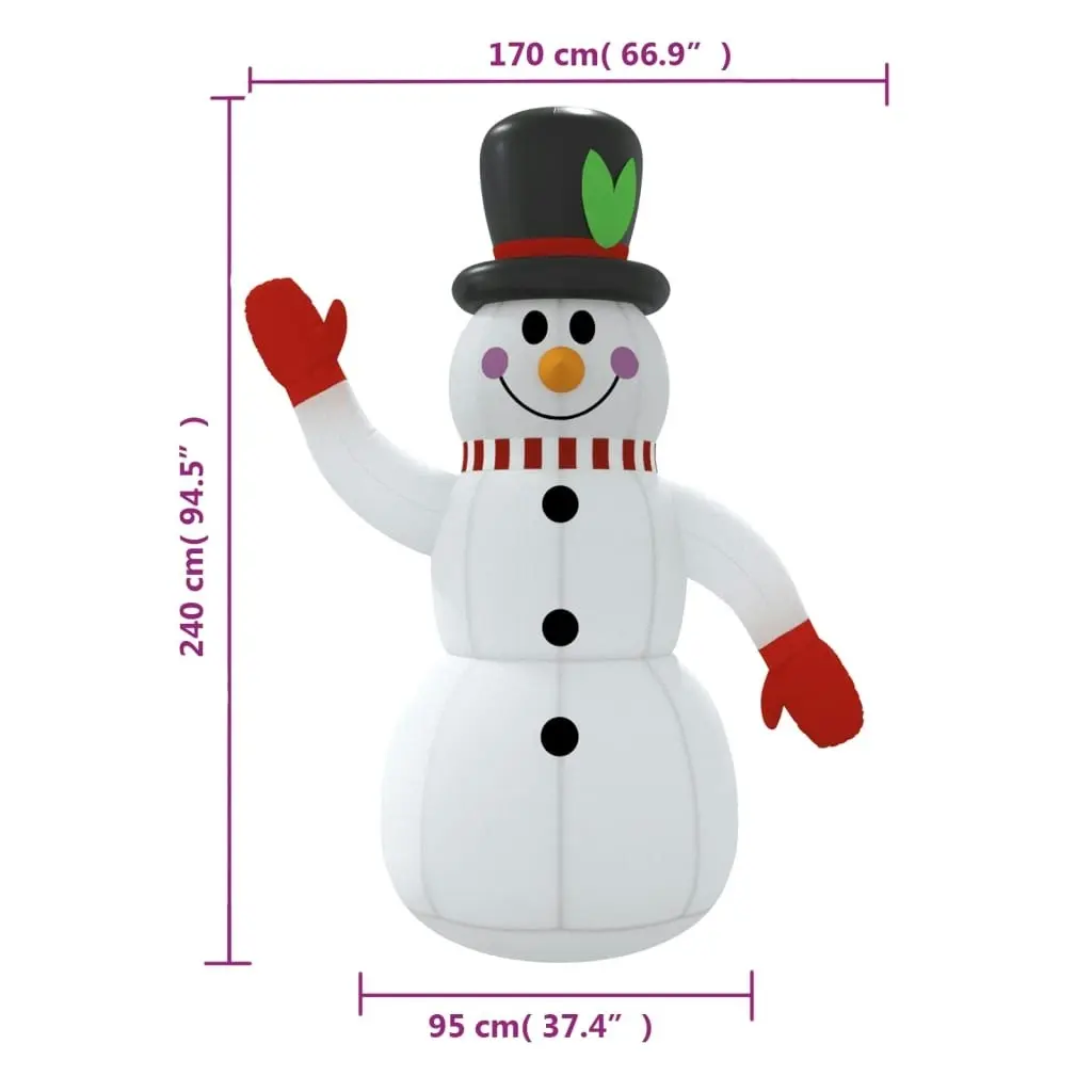 Christmas Inflatable Snowman with LEDs 240 cm 345368