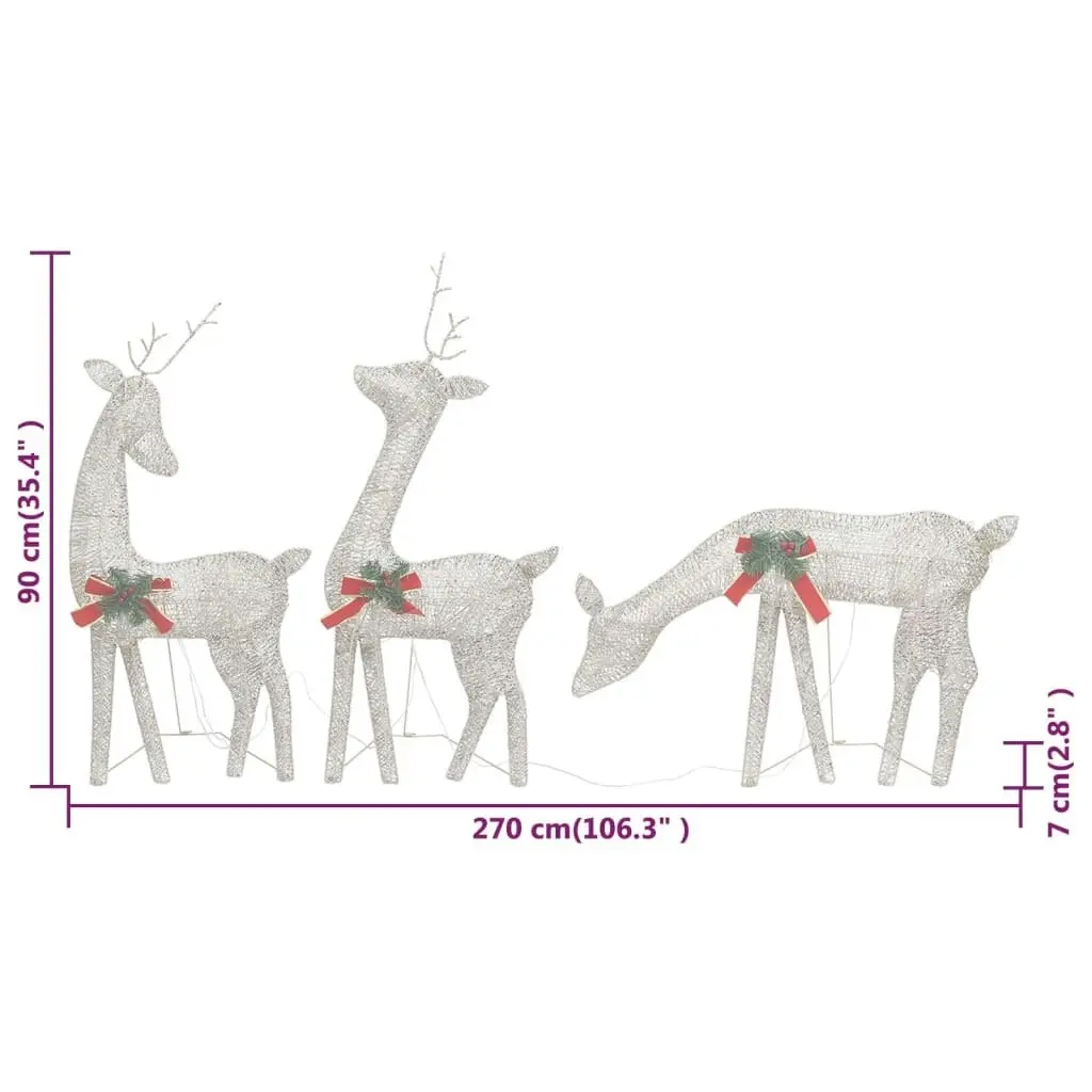 Christmas Reindeer Family 270x7x90 cm Gold Warm White Mesh 328503