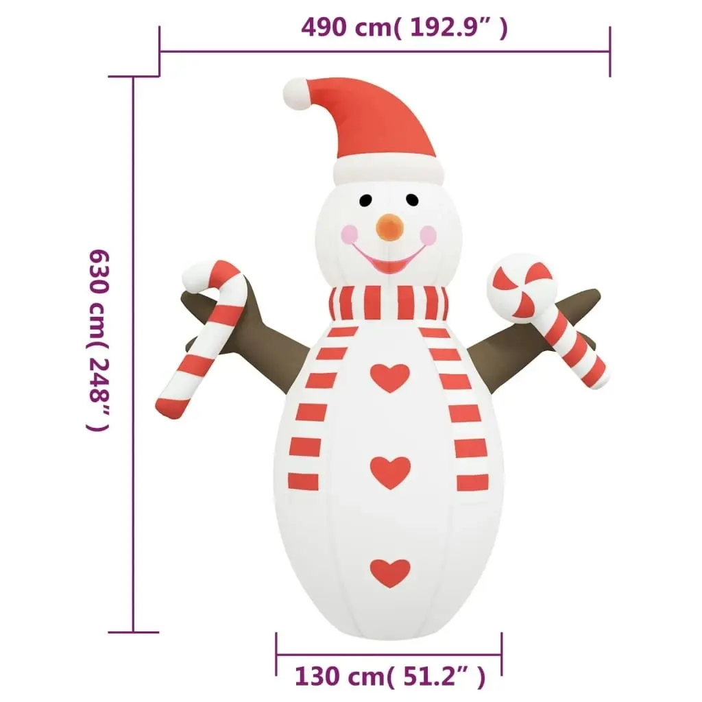 Christmas Inflatable Snowman with LEDs 630 cm 345285