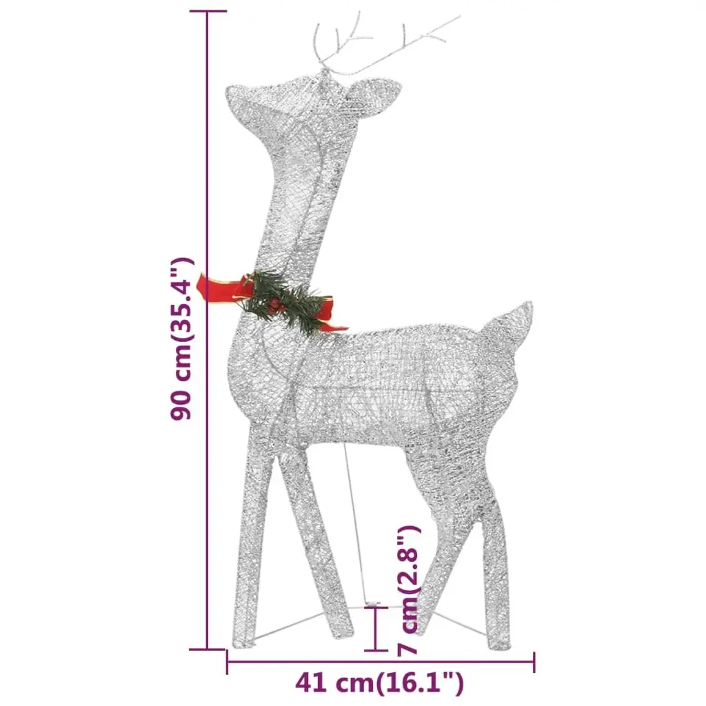 Christmas Reindeer Family 270x7x90 cm Silver Cold White Mesh 342677