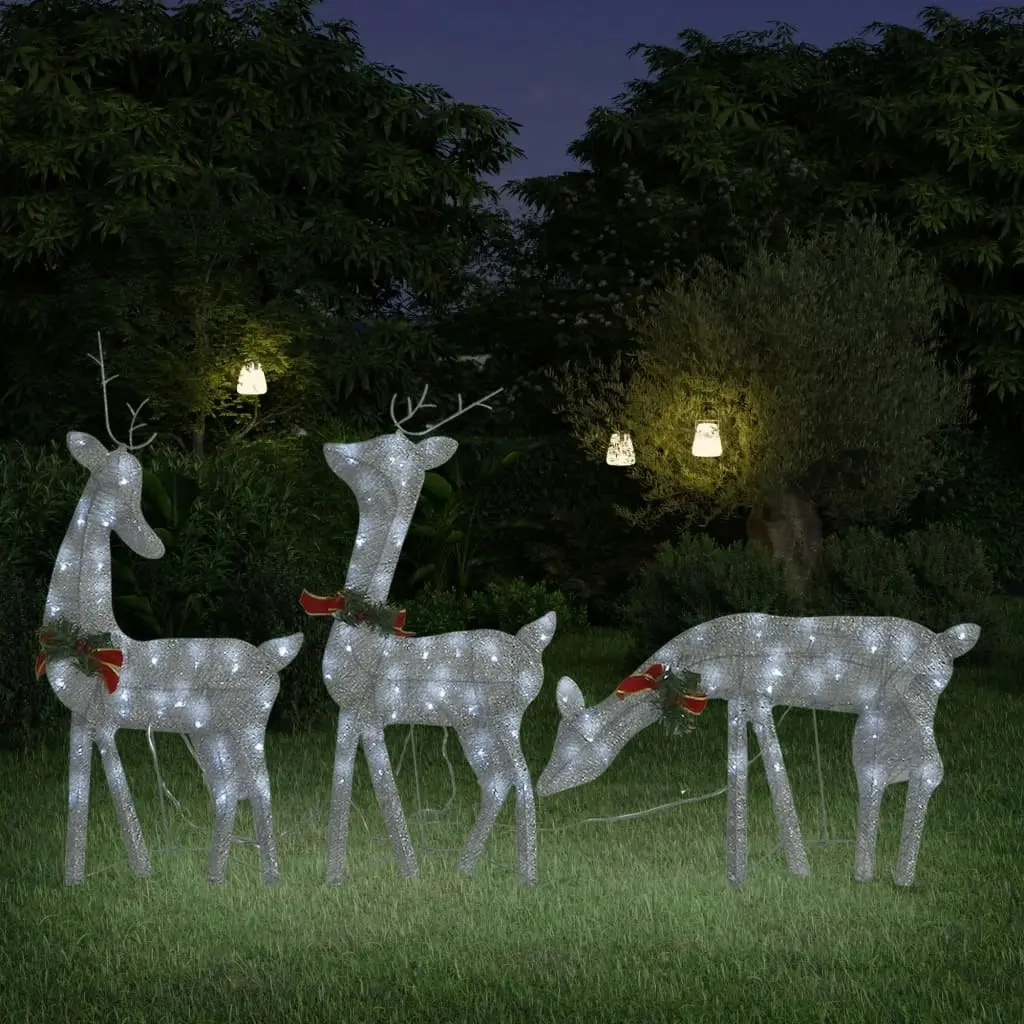 Christmas Reindeer Family 270x7x90 cm Silver Cold White Mesh 342677