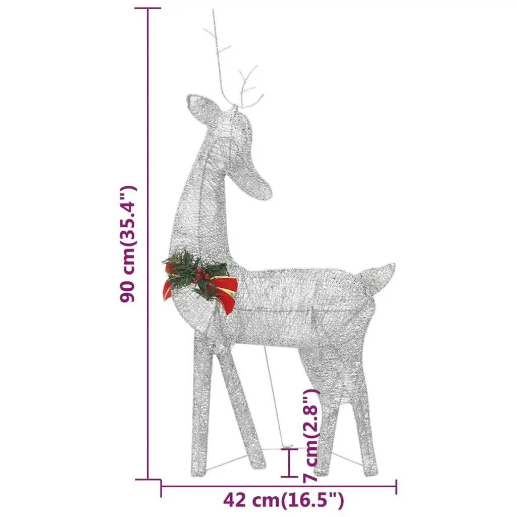 Christmas Reindeer Family 270x7x90 cm Silver Cold White Mesh 342677