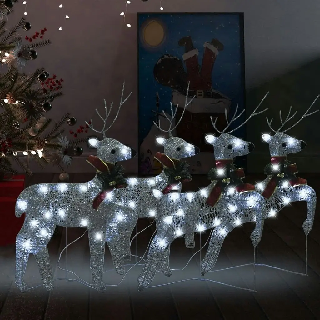 Christmas Reindeers 4 pcs Silver 80 LEDs 3154267