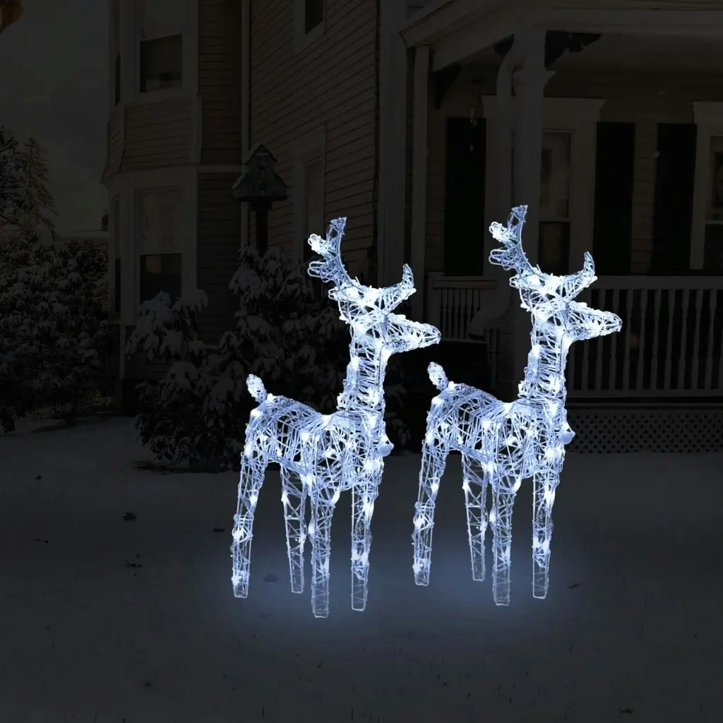 Christmas Reindeers 2 pcs Cold White 80 LEDs Acrylic 342679