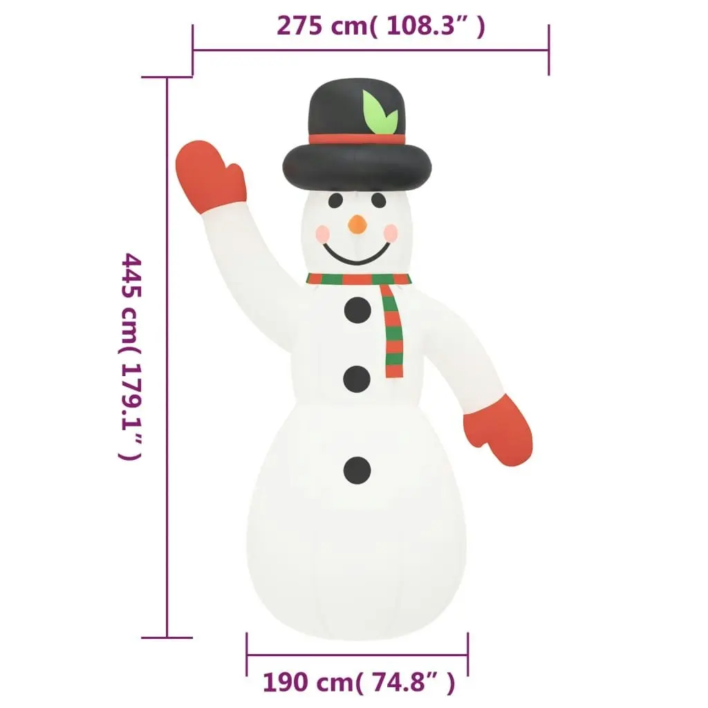 Christmas Inflatable Snowman with LEDs 455 cm 345279