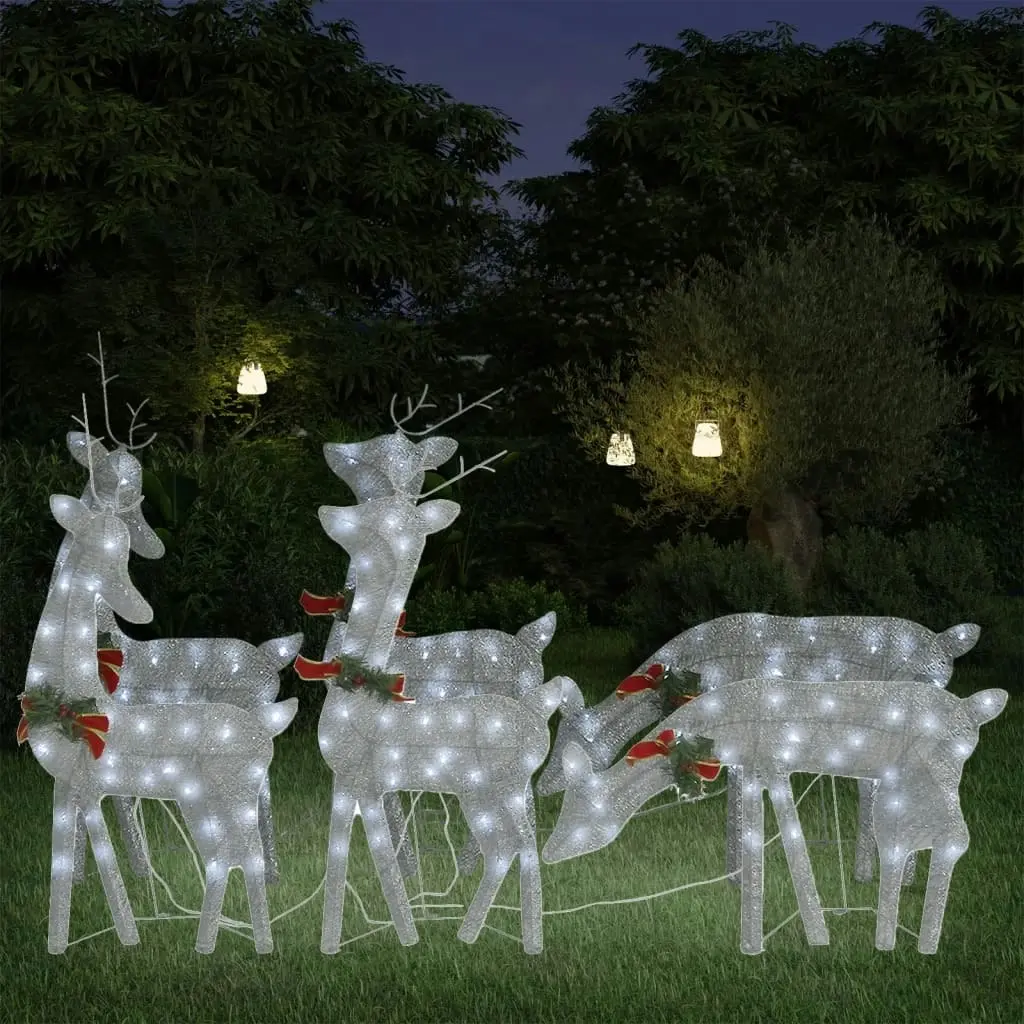 Christmas Reindeers 6 pcs Silver Cold White Mesh 3154248