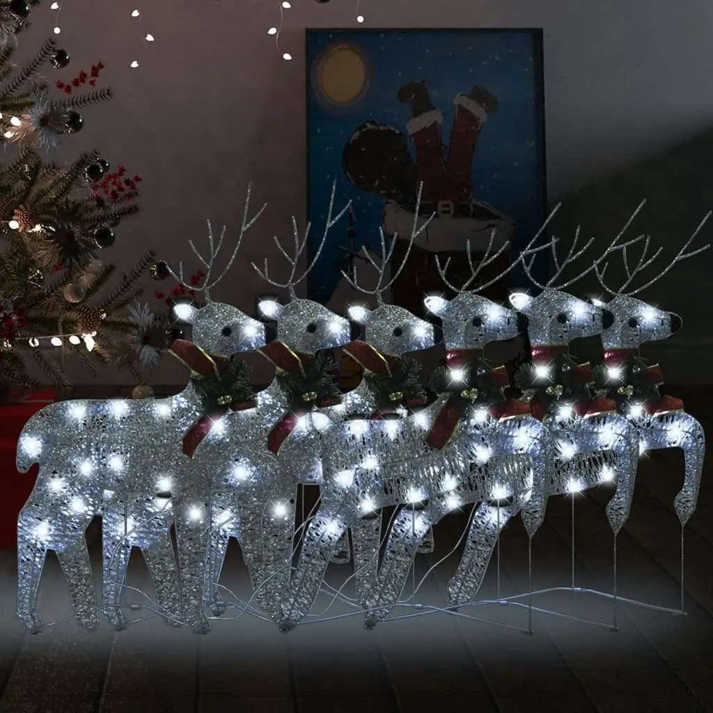 Christmas Reindeers 6 pcs Silver 120 LEDs 3154268