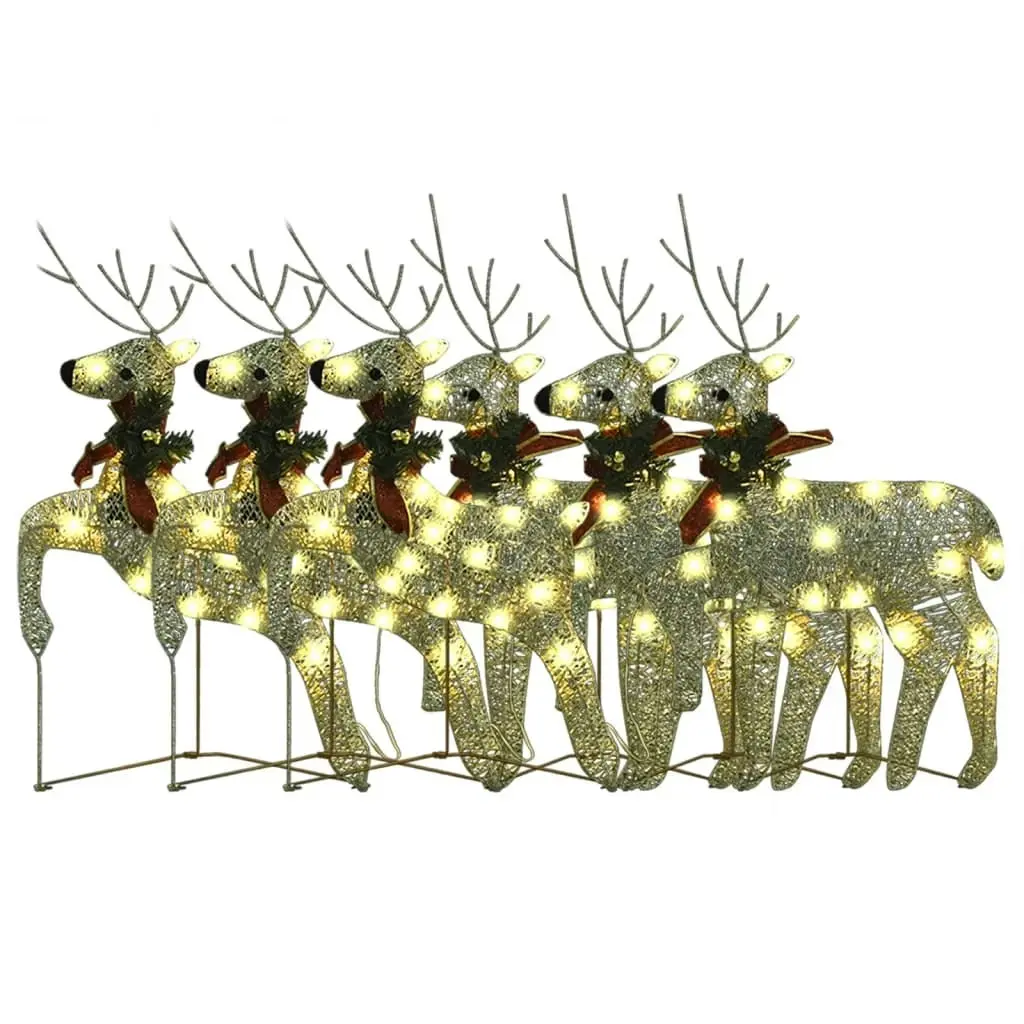 Christmas Reindeers 6 pcs Gold 120 LEDs 3154265