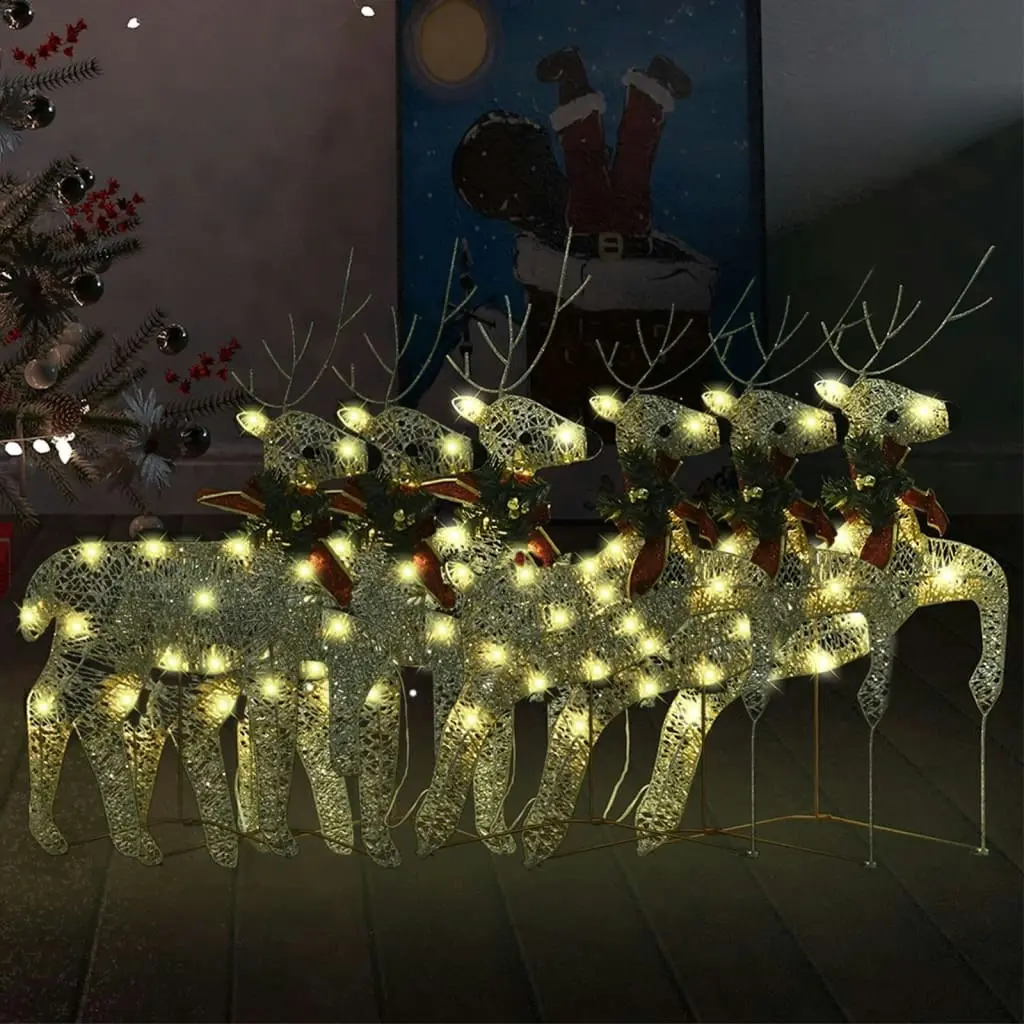 Christmas Reindeers 6 pcs Gold 120 LEDs 3154265