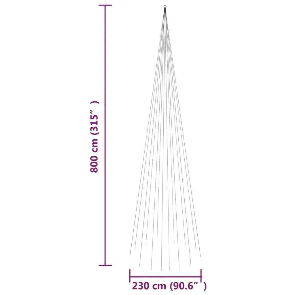 Christmas Tree on Flagpole Warm White 1134 LEDs 800 cm 343724