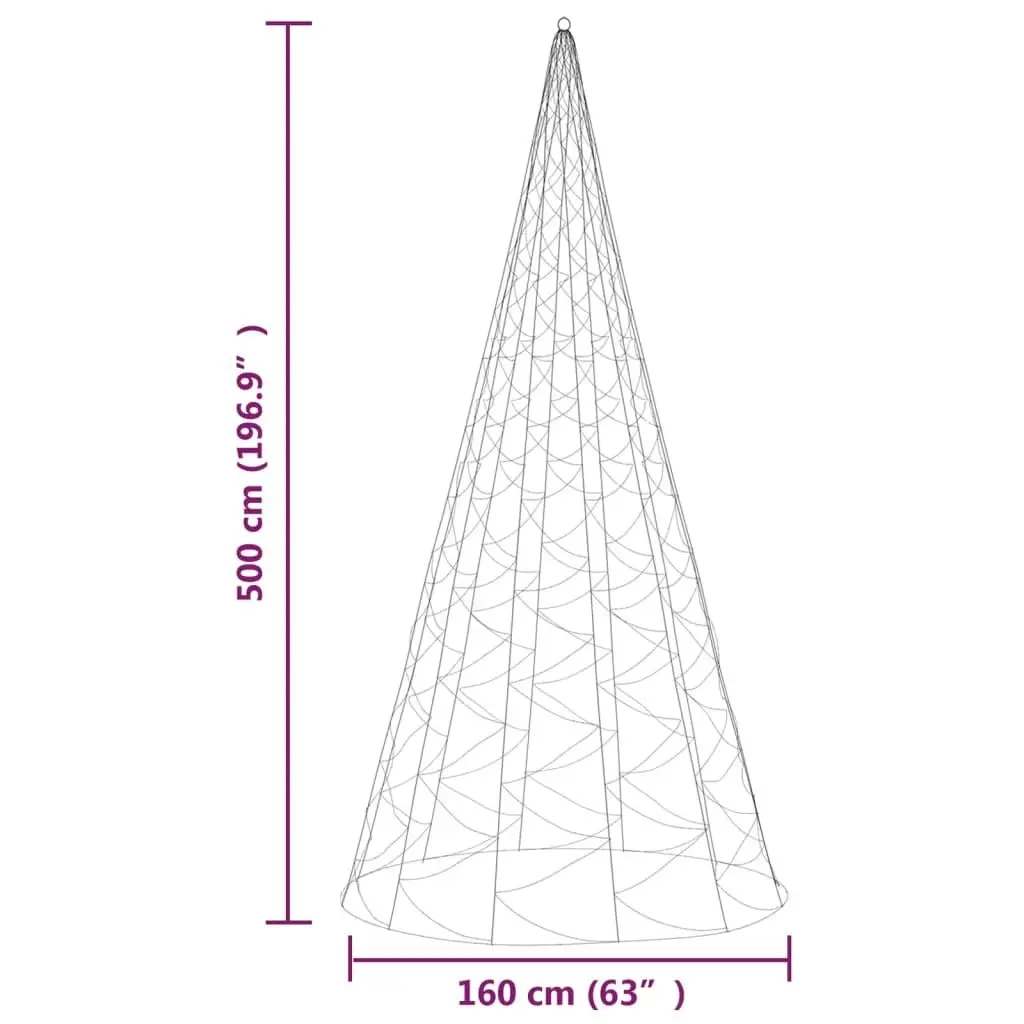 Christmas Tree on Flagpole Warm White 1400 LEDs 500 cm 343732