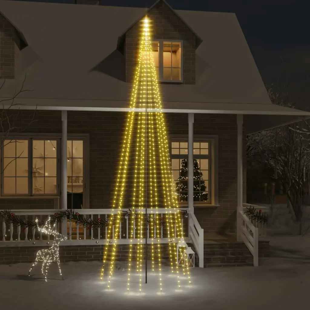 Christmas Tree on Flagpole Warm White 732 LEDs 500 cm 343720