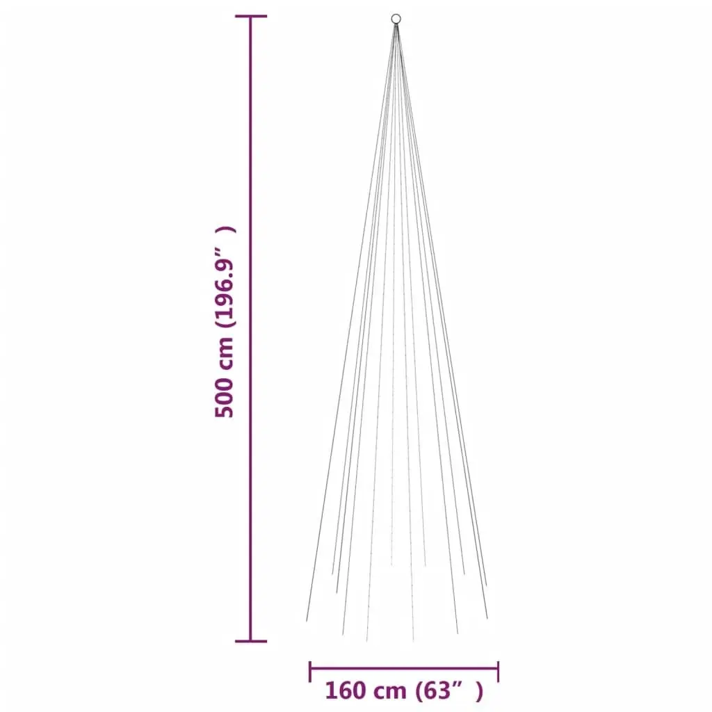 Christmas Tree on Flagpole Warm White 732 LEDs 500 cm 343720