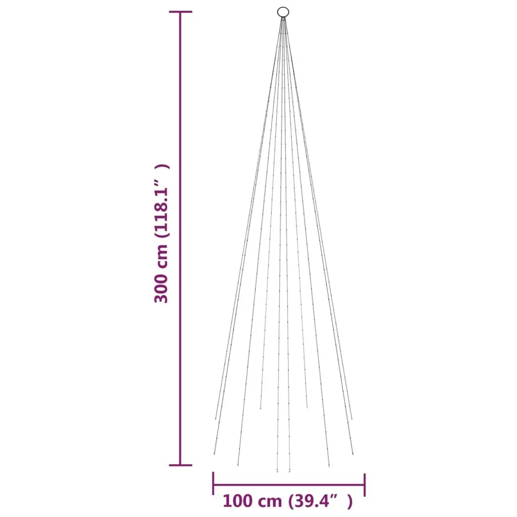 Christmas Tree on Flagpole Warm White 310 LEDs 300 cm 343522