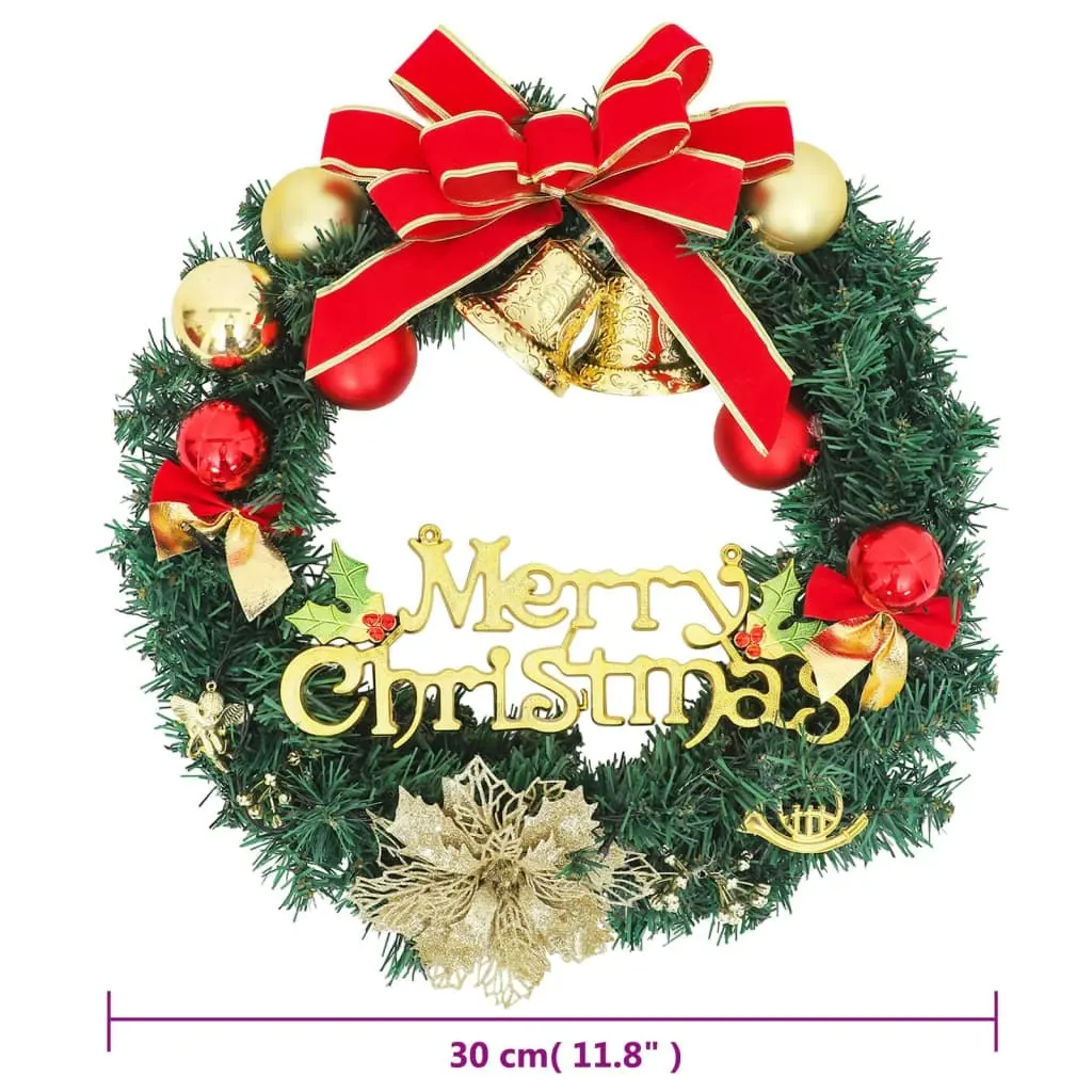 Christmas Wreath with 15 LEDs Green 30 cm 357764