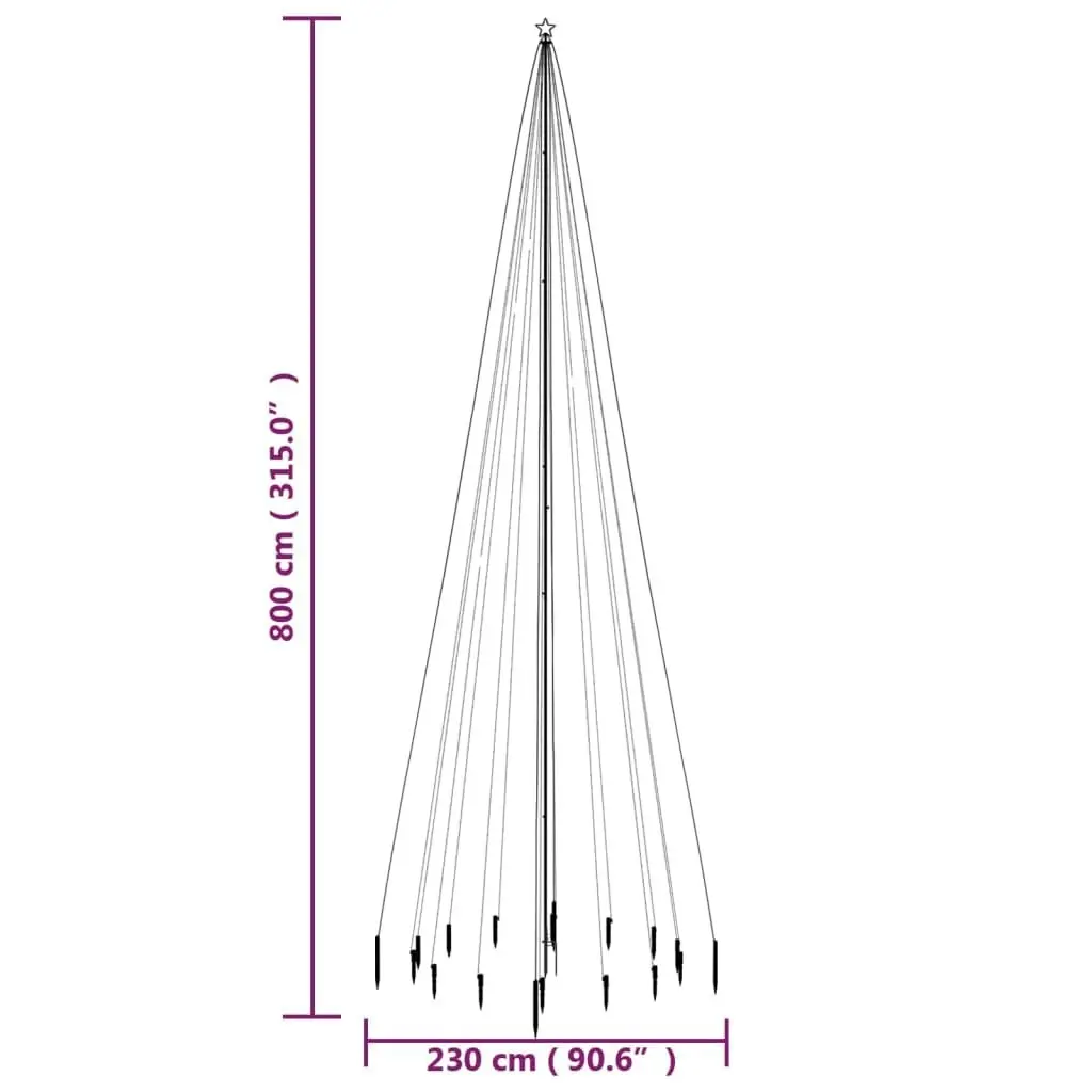 Christmas Tree with Spike Blue 1134 LEDs 800 cm 343747