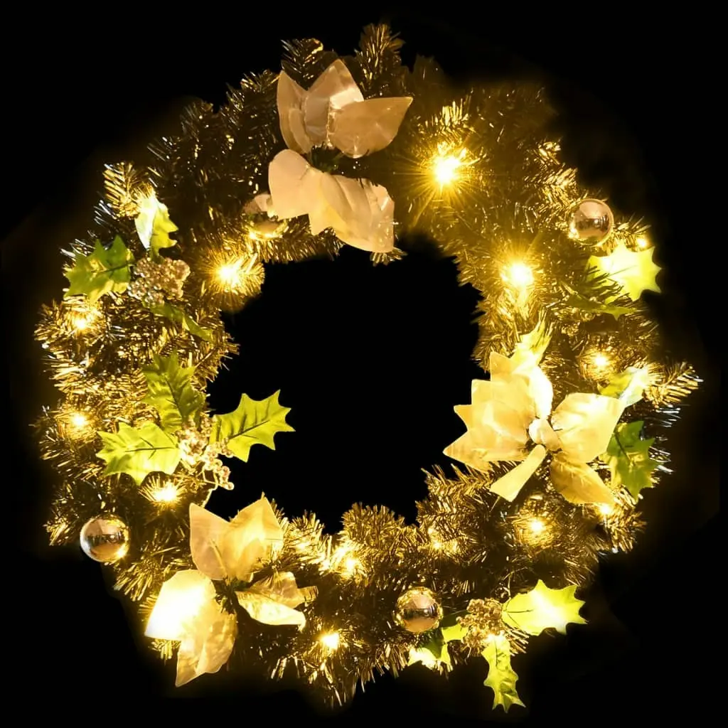 Christmas Wreath with LED Lights Black 60 cm PVC 321518