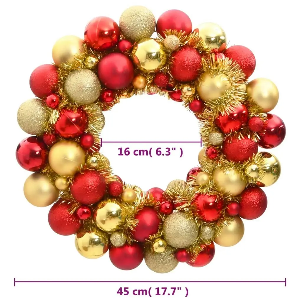 Christmas Wreath Red and Gold 45 cm Polystyrene 356125