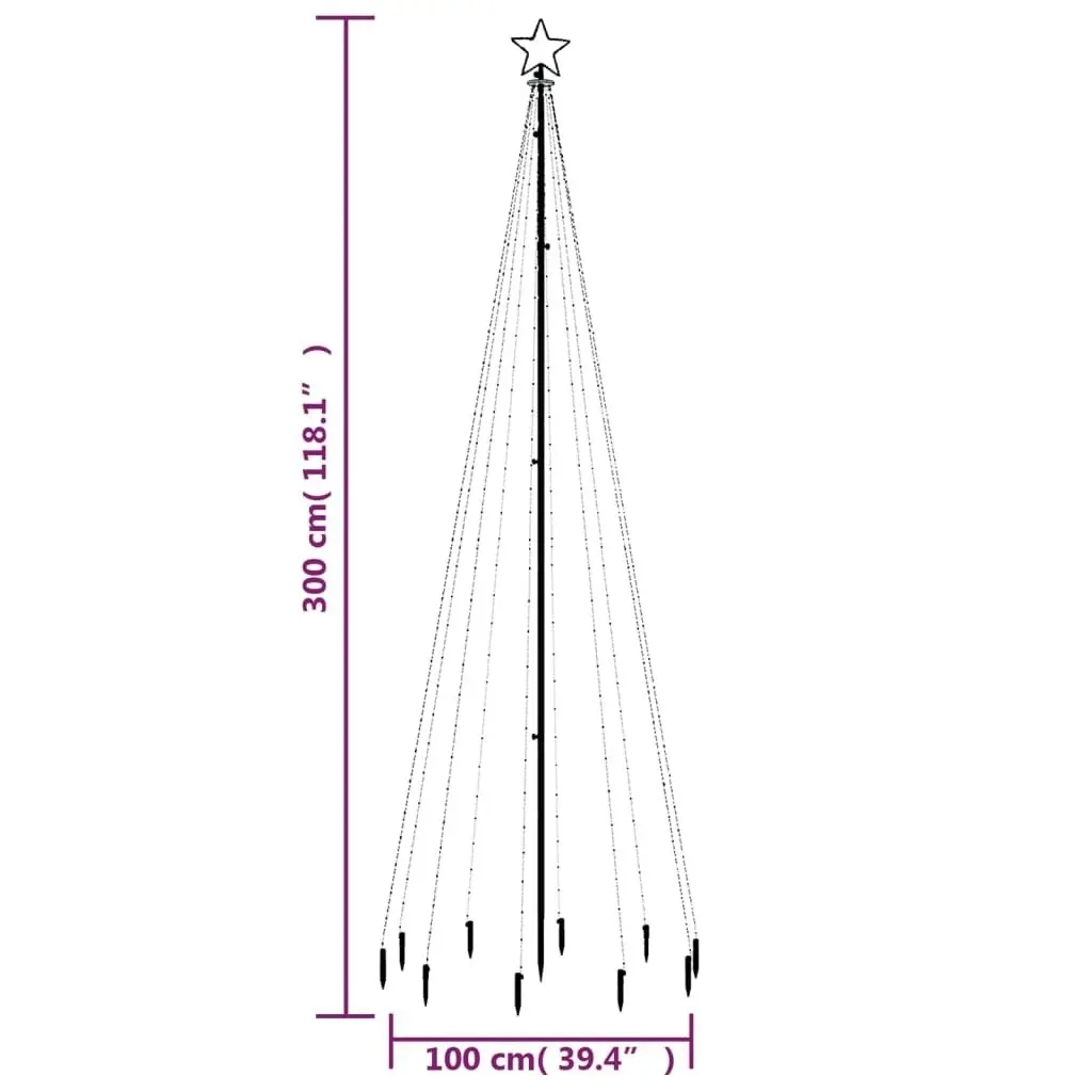 Christmas Tree with Spike Cold White 310 LEDs 300 cm 343555