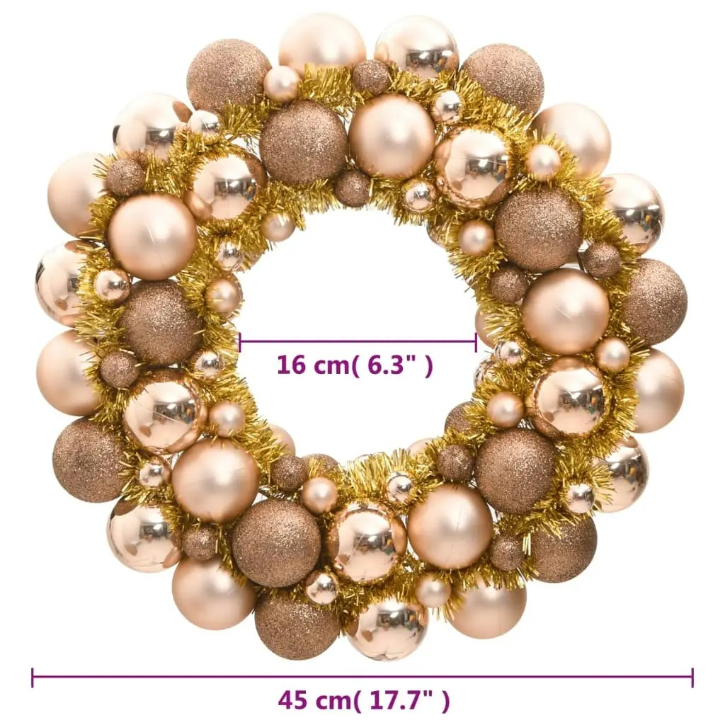 Christmas Wreath Rose Gold 45 cm Polystyrene 356123