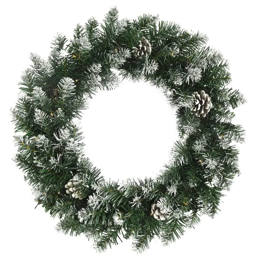 Christmas Wreath with LED Lights Green 60 cm PVC 345172