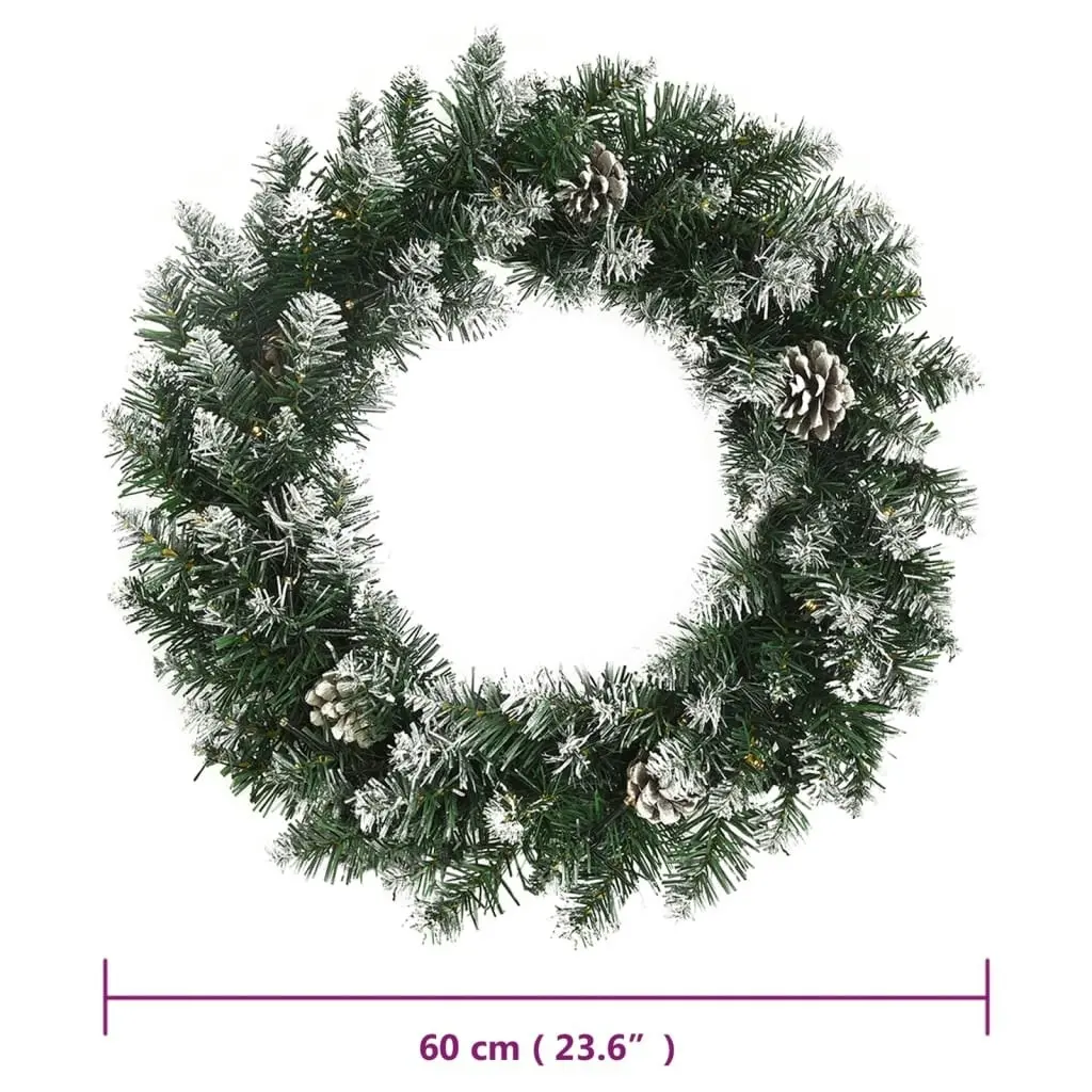 Christmas Wreath with LED Lights Green 60 cm PVC 345172