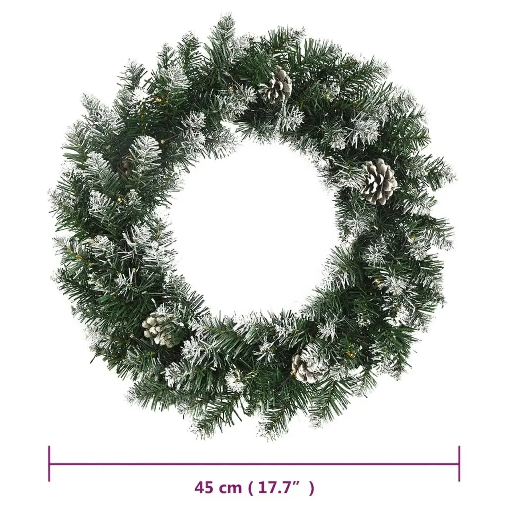 Christmas Wreath with LED Lights Green 45 cm PVC 345171