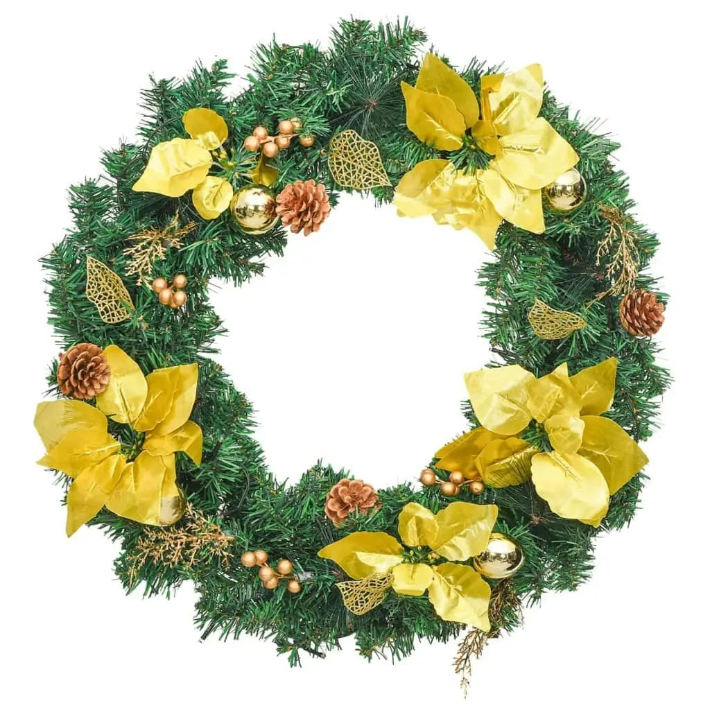 Christmas Wreath with LED Lights Green 60 cm PVC 321515